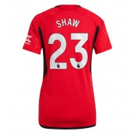 Manchester United Luke Shaw #23 Replica Home Shirt Ladies 2023-24 Short Sleeve